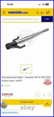 Yamaha R125 YZF Front Fork Inner Tube Assy RHS Gen2